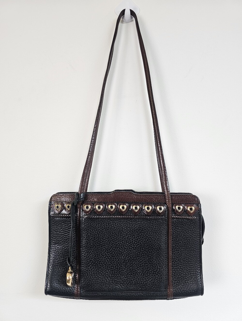 Brighton Pebbled Leather Heart Grommet Vintage Shoulder Bag
